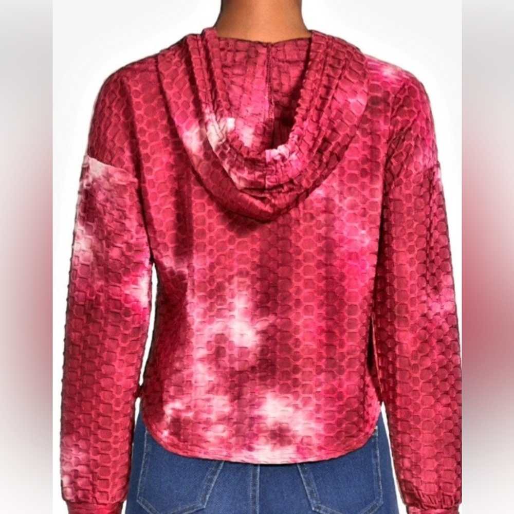 AQ-SPORT Pink Tie Dye Honeycomb Textured Zip Hoodie and Tank Top Set Size M